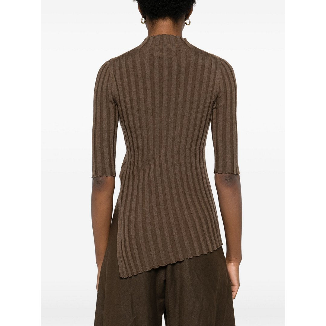 Asymmetric Knit Swea Brown Kelp / XS