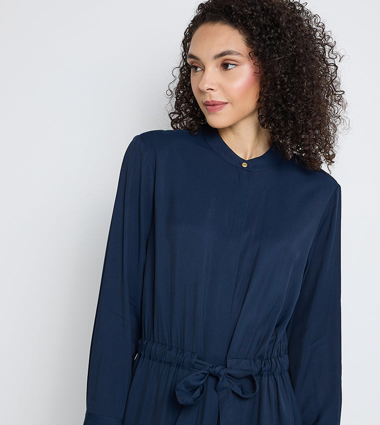 Soft Vis Colarless Shirt Dress Dark Night Navy / 42