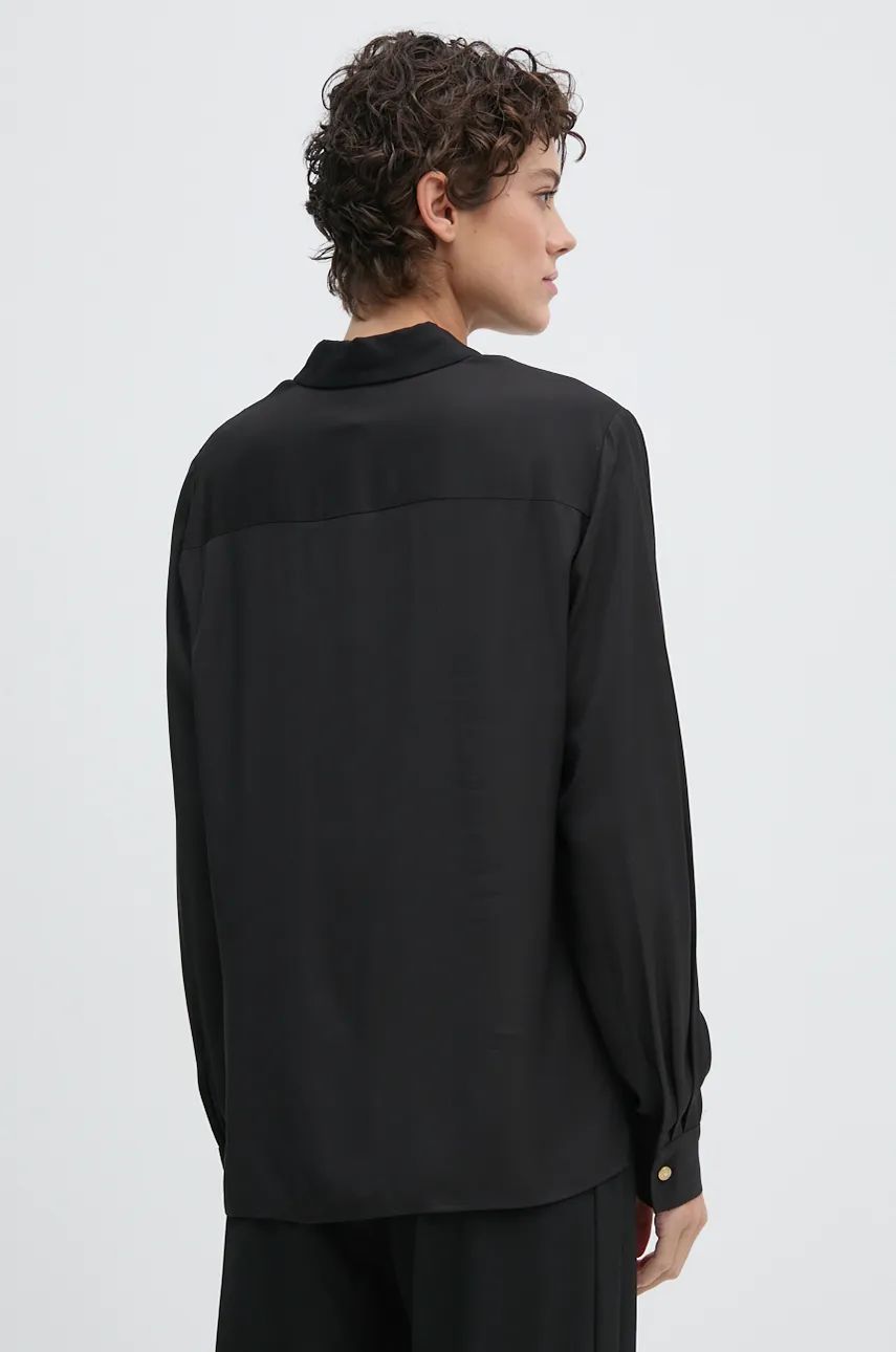 Fluid Viscose Regular Shirt Black / 42