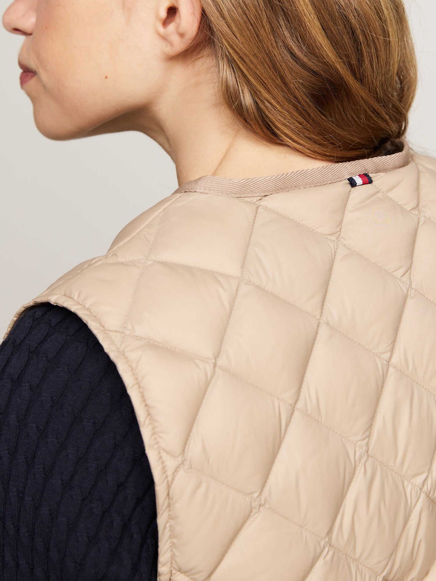 Lw Down Quilted Collarless Vest Beige / L