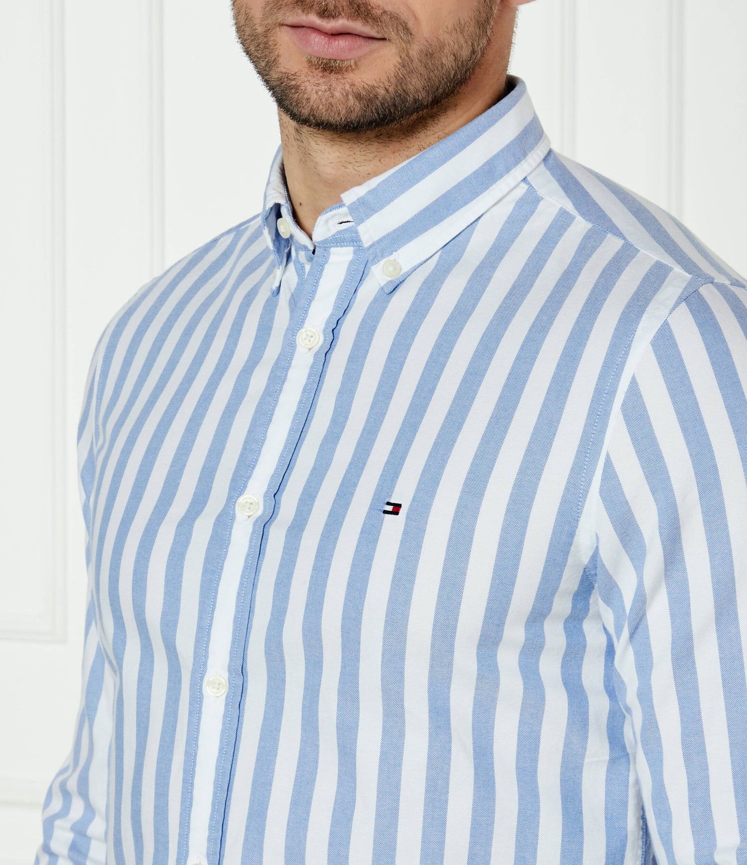 Oxford Bold Stripe Sf Shirt Light Blue / Optic White / L