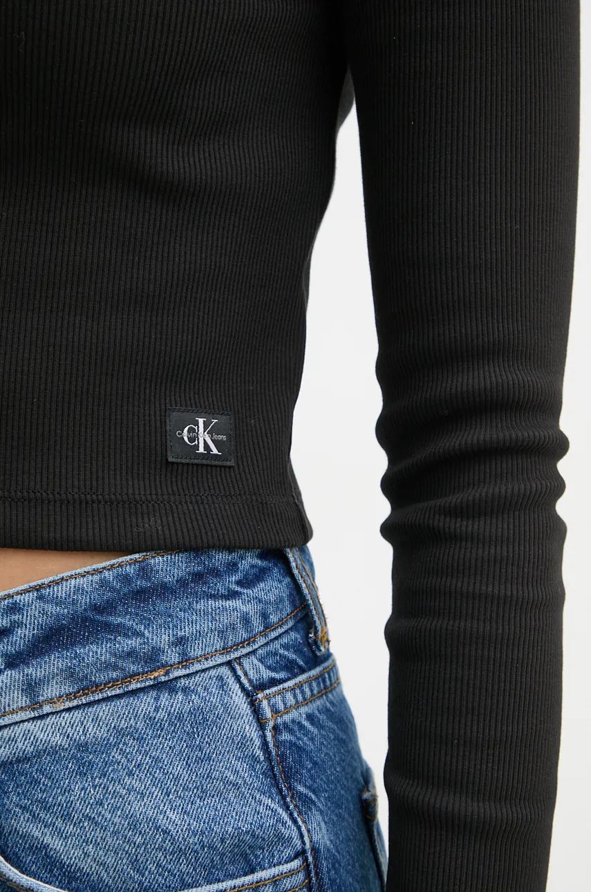 Woven Label Rib Rollneck Ck Black / M