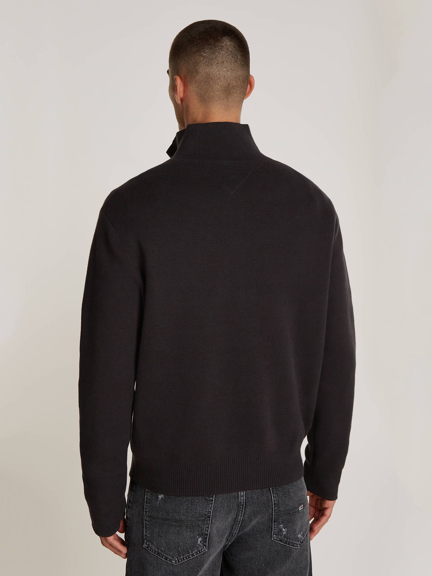 Tjm Reg Half Zip Sweater Black / S