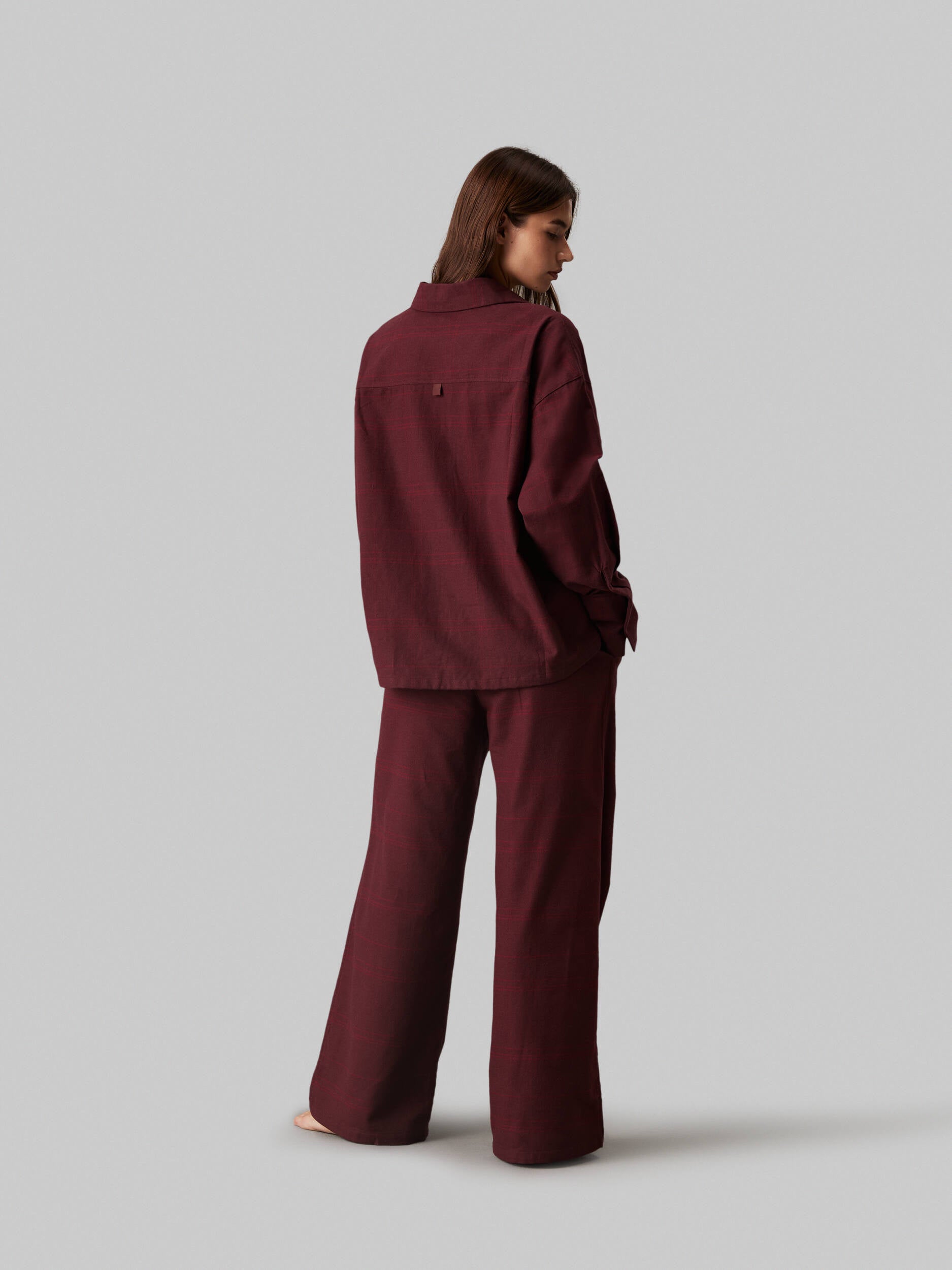 L/S Buttondown & Pant Sleep Set BEAM PLAID_TRUFFLE BROWN / L