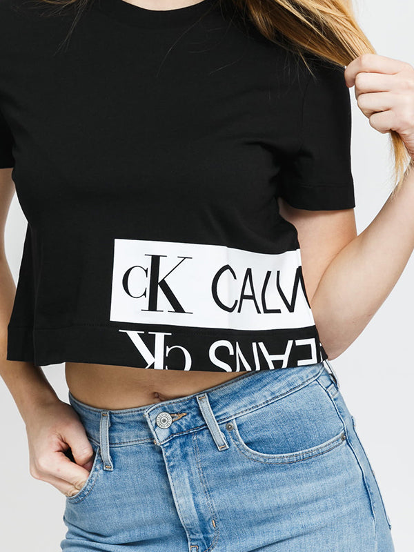 Mirrored Logo Boxy T Ck Black / Bright White / L