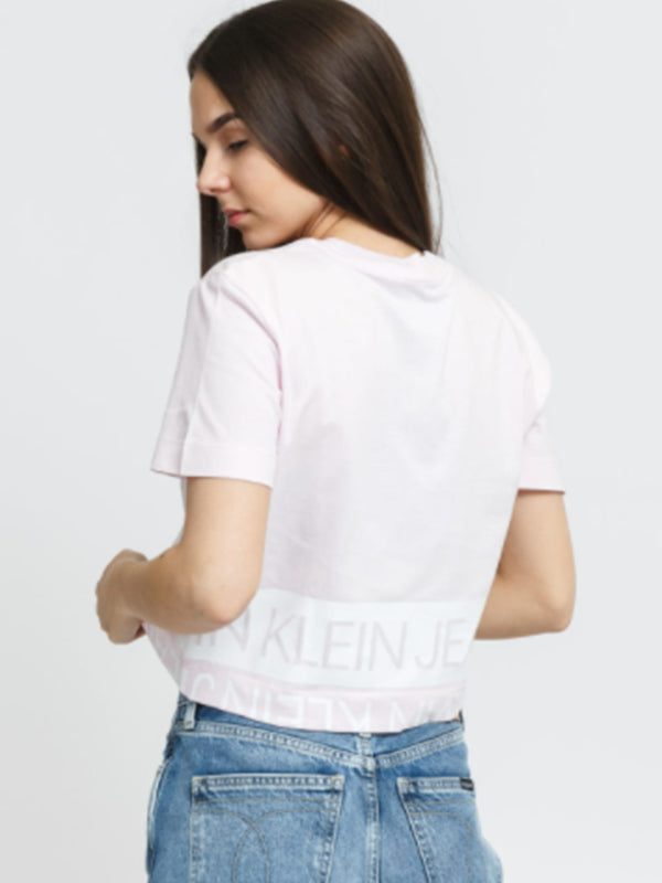 Mirrored Logo Boxy T Pearly Pink / Bright White / L