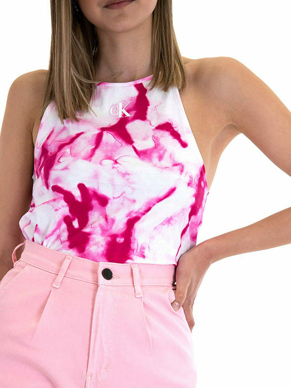 Micro Ck On Camisole Cerise Marble Aop / L