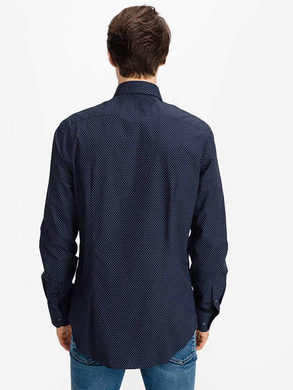 Dot Print Slim Shirt Navy/ Blue / R40