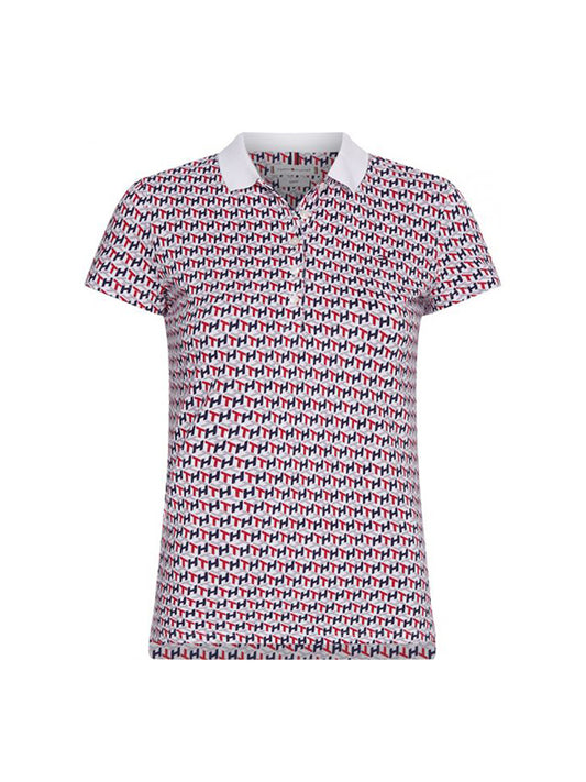 Slim Printed Polo Ss Th Cube Primary Red / L