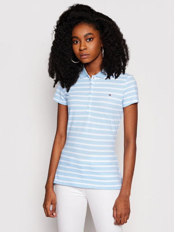 Short Sleeve Slim Po Classic Breton Stp/ Breezy Blue / L