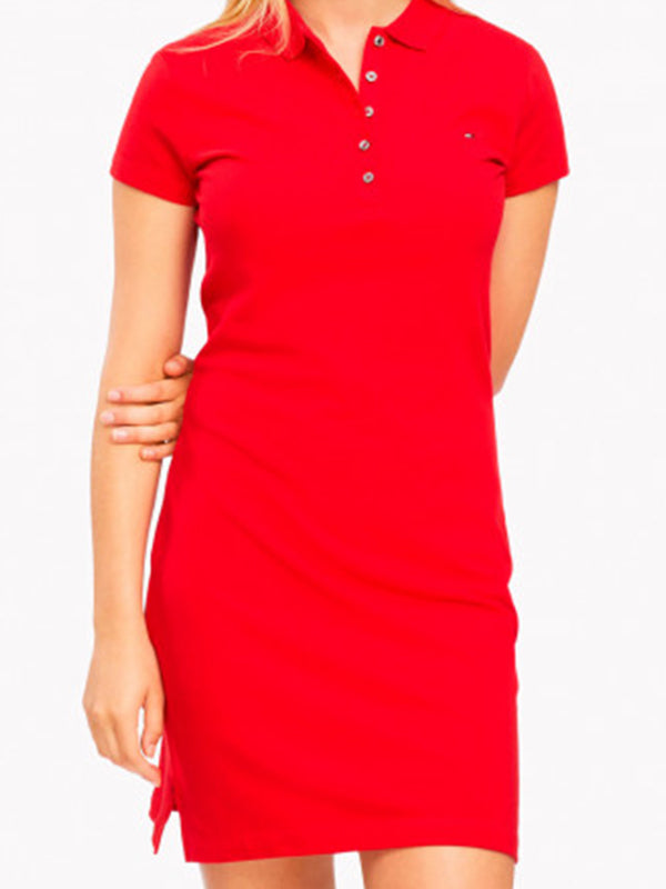 Slim Short Polo Dres Primary Red / L