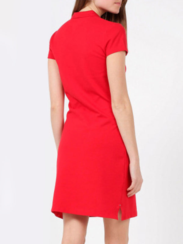 Slim Short Polo Dres Primary Red / L