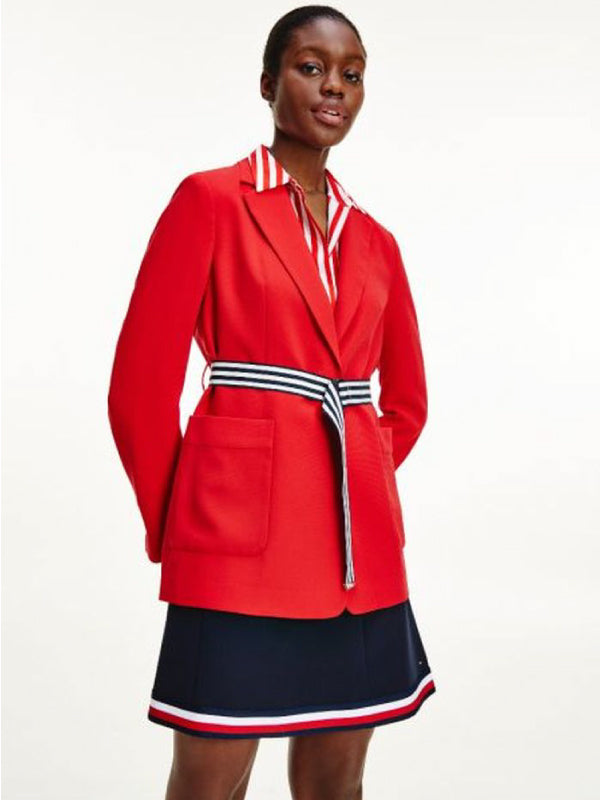 Crepe Belted Blazer Primary Red / 42