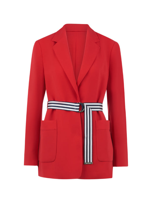 Crepe Belted Blazer Primary Red / 42