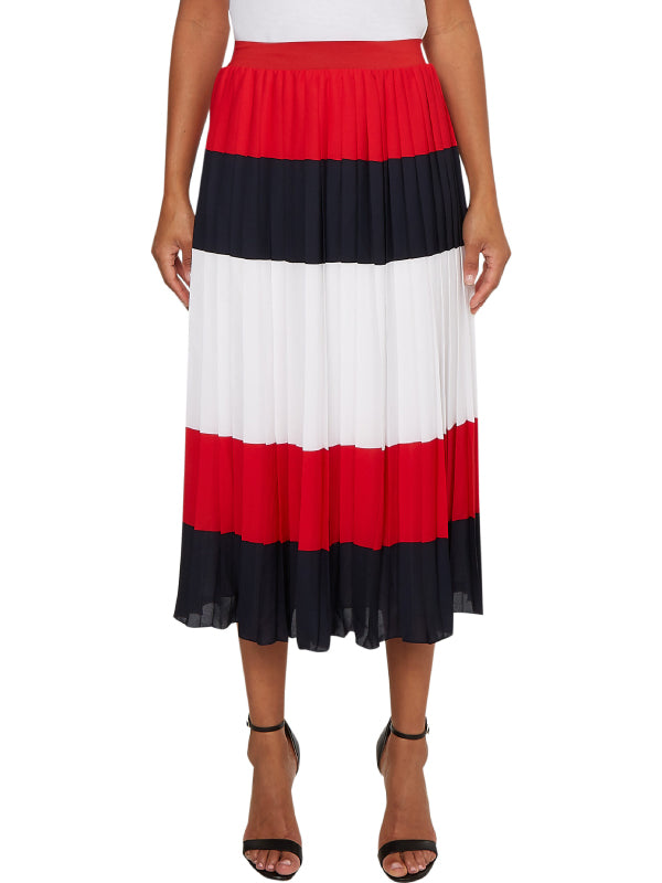 Crepe Pleated Midi S Rwb Colorblock / 42