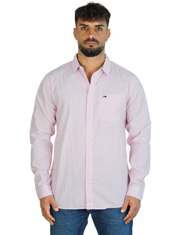 Tjm Seersucker Shirt FLAME SCARLET / CLASSIC WHITE / L