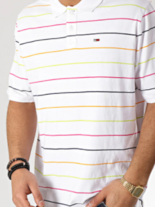 Tjm Fine Stripe Polo CLASSIC WHITE / MULTI / L