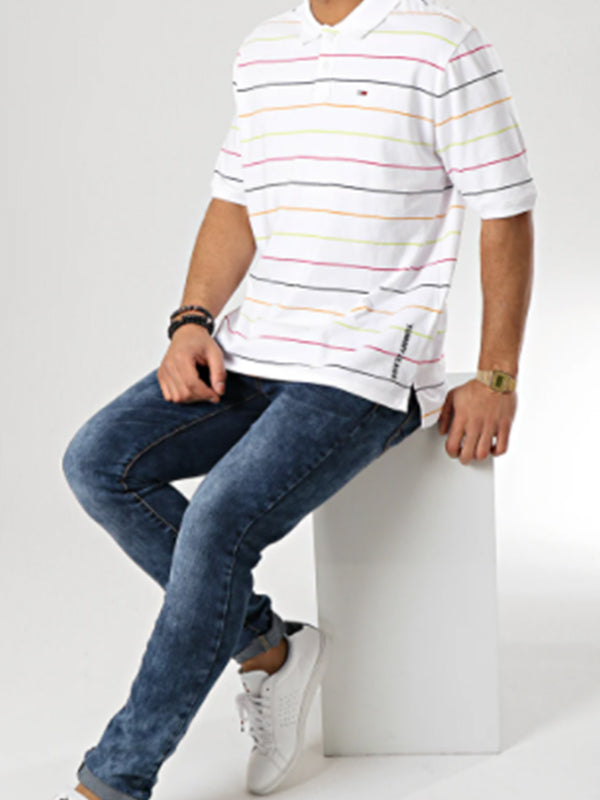 Tjm Fine Stripe Polo CLASSIC WHITE / MULTI / L