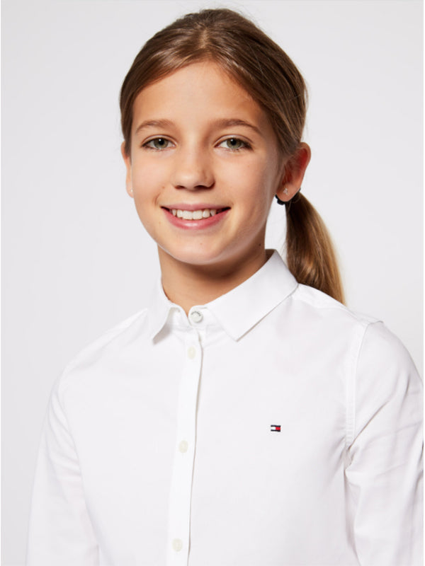 Girls Stretch Poplin Bright White / 10