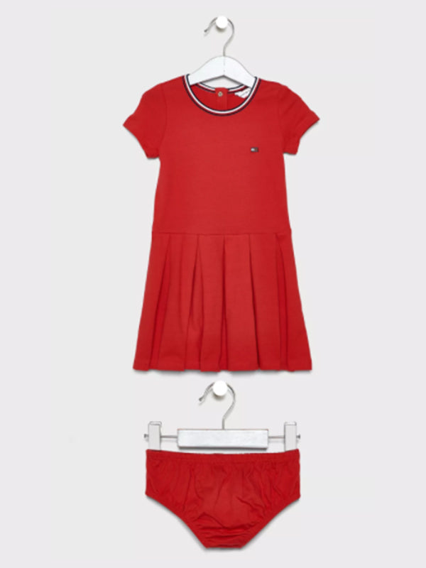 M Pleated Knit Dress TRUE Red / 4