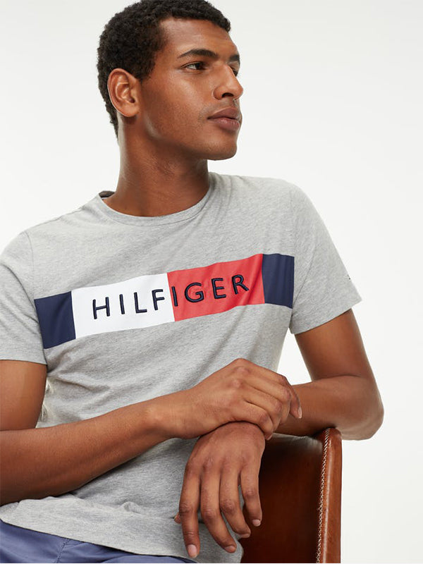 Stripe Hilfiger Tee CLOUD HTR / L