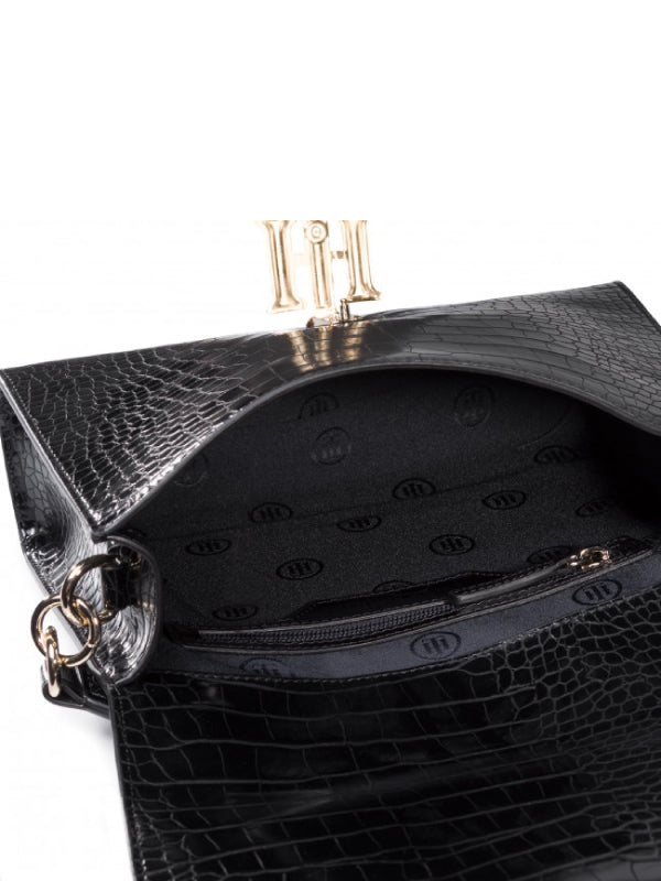 Th Lock Satchel Croco Black Croco / OS