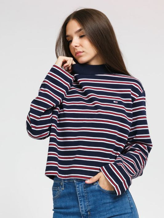 Tjw Striped Hybrid Longsleeve Twilight Navy / Wine Red / L