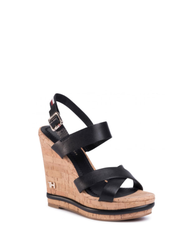 Corporate Leather  Wedge Sandal Black / 36