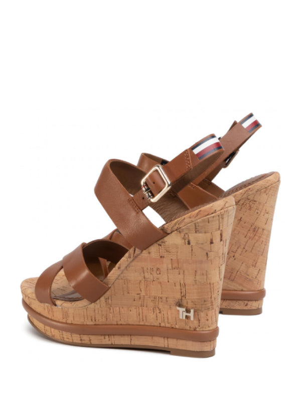 Corporate Leather  Wedge Sandal Summer Cognac / 36