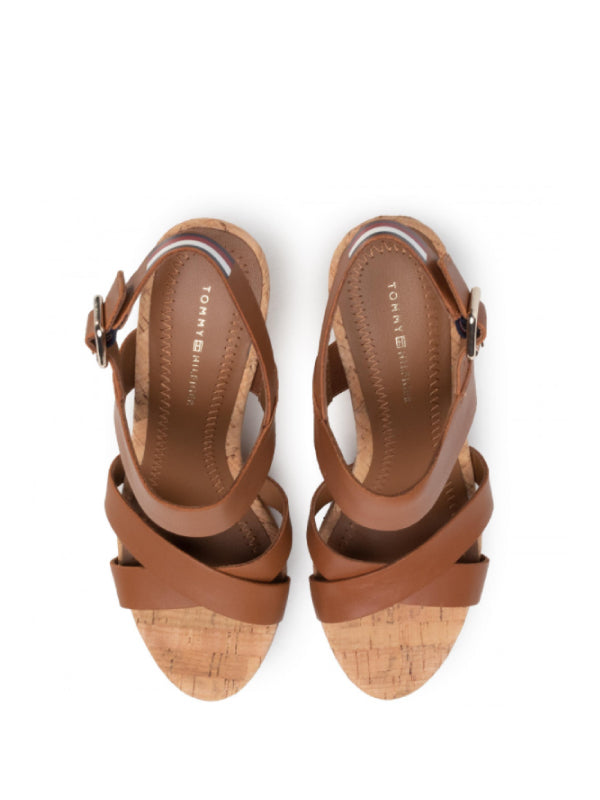 Corporate Leather  Wedge Sandal Summer Cognac / 36