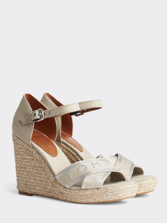 Tommy Metallic High Wedge Sandal Stone / 36