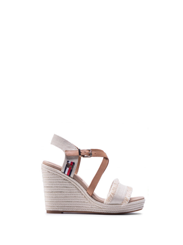 Tommy Fringes High Wedge Sandal Ivory / 36