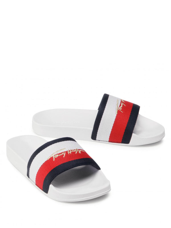 Tommy Signature Pool Slide White / 41