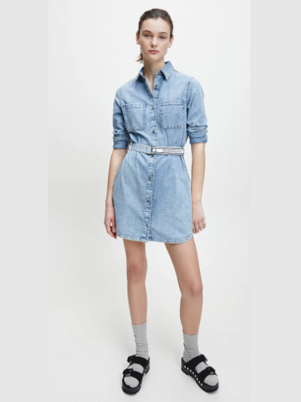 Relaxed Shirt Dress Belt AB078 ICN LIGHT BLUE BELT / L