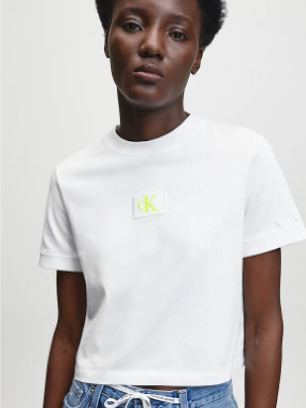 Ck Badge Cropped Tee Bright White / L