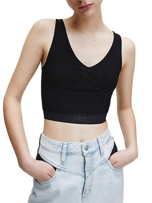 Mesh Logo Tape Cropped Top CK Black / L