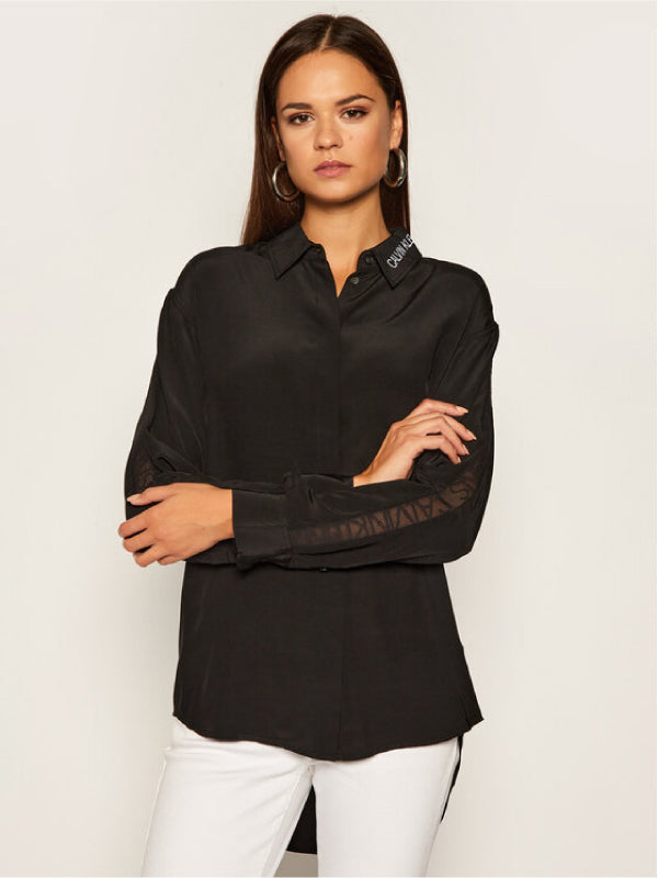 Drapey Shirt With Mesh Tape CK Black / L