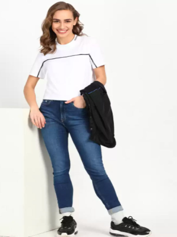 Logo Piping Cropped Tee Bright White / L