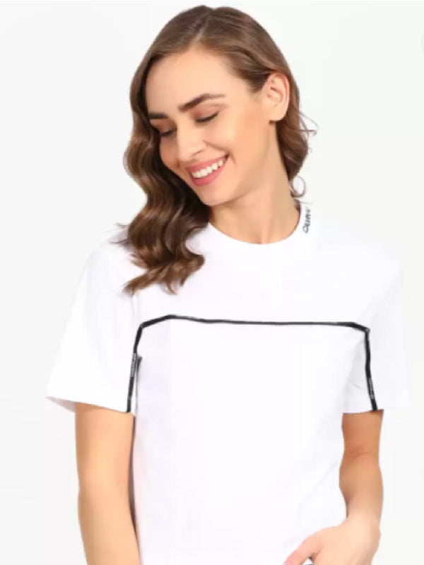 Logo Piping Cropped Tee Bright White / L