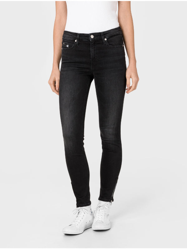 Ckj 011 Mid Rise Skinny Ankle BB127 - BLACK LOGO ZIP HEM / NI30