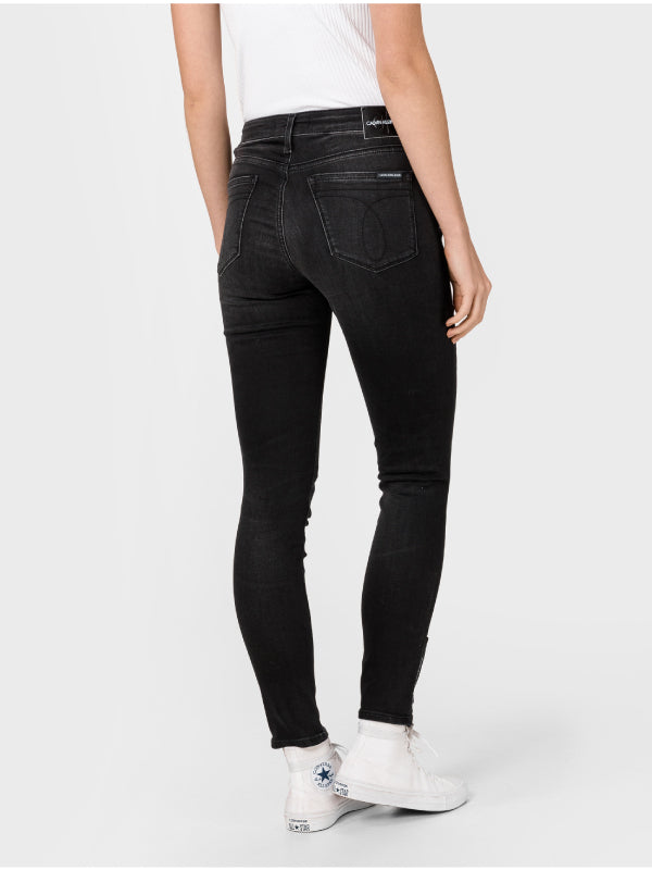 Ckj 011 Mid Rise Skinny Ankle BB127 - BLACK LOGO ZIP HEM / NI30