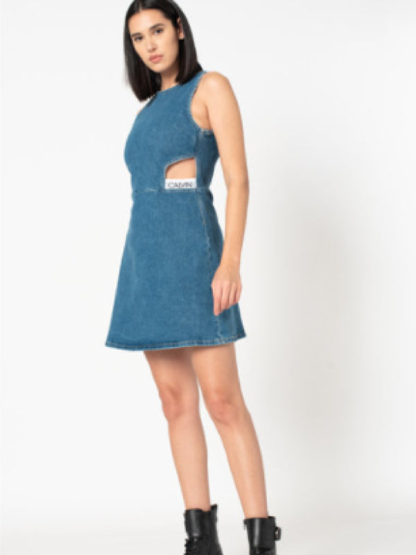 Cut Out Bodycon Dress BB190 - ICN MID BLUE ELASTIC / L