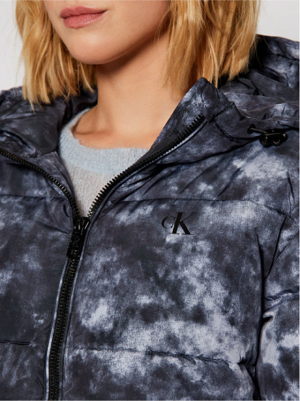 Cloud Print Hooded Puffer Jacket Cloud Print / L