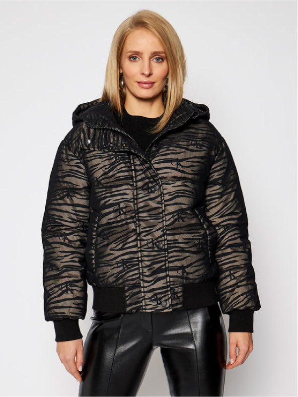 Zebra Mesh Puffer Zebra Aop Irish Cream Black / L