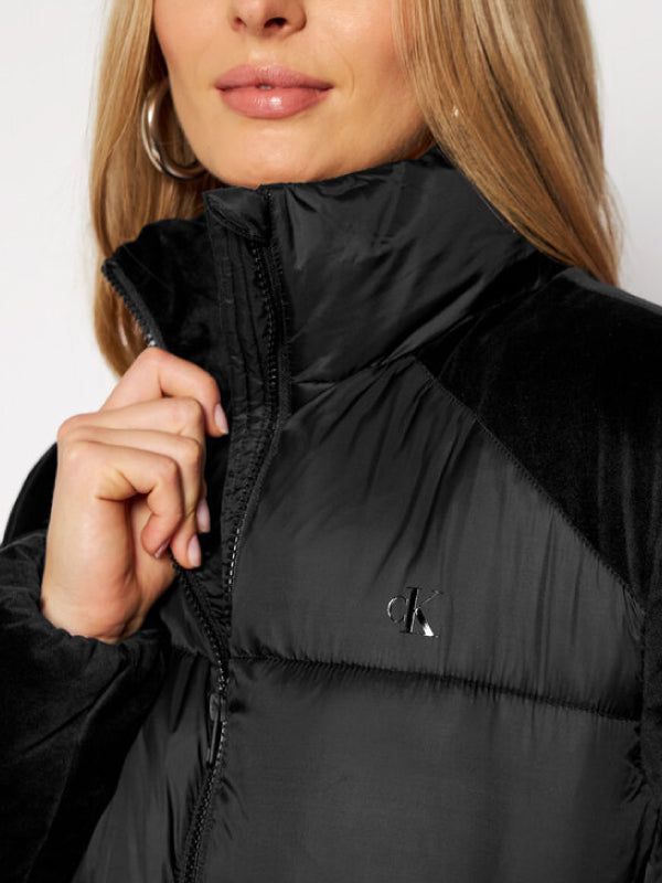 Mixed Media Velvet Puffer CK Black / L