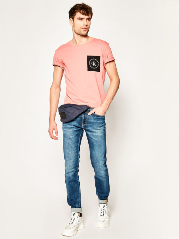 Ck Round Logo Reg Pckt Tee Brandied Apricot/CK Black/White / L