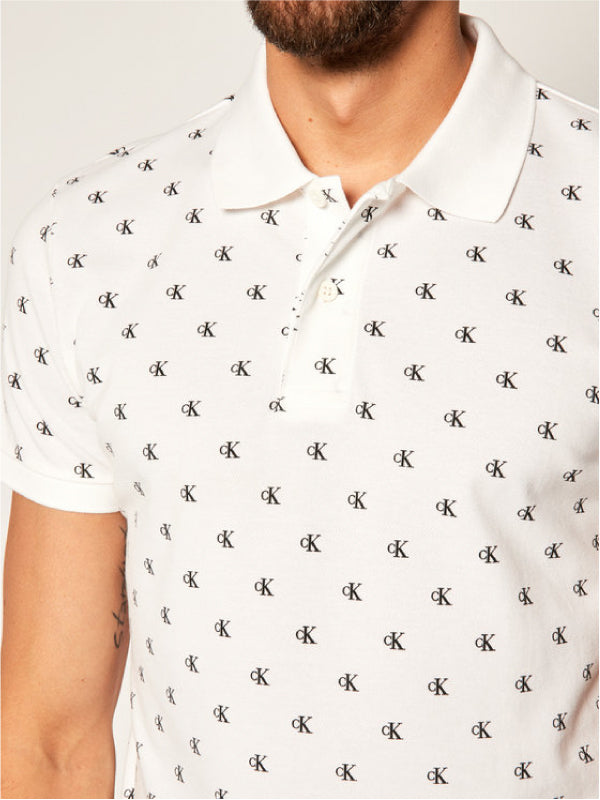 Ck Aop Mini Print Polo Bright White/Black / L