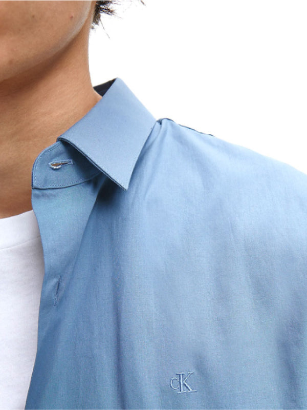 Ck Chest Logo Slim Stretch Shirt Blue Mirage / L