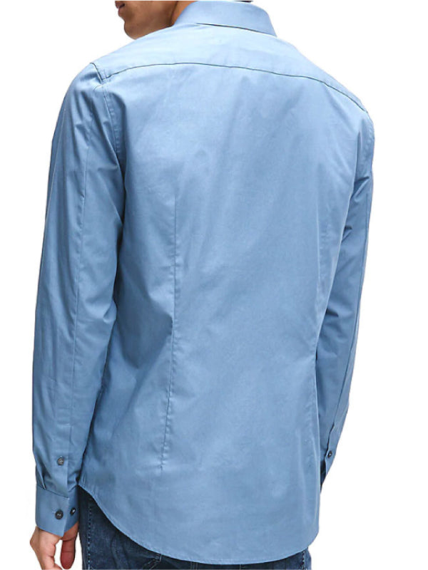 Ck Chest Logo Slim Stretch Shirt Blue Mirage / L