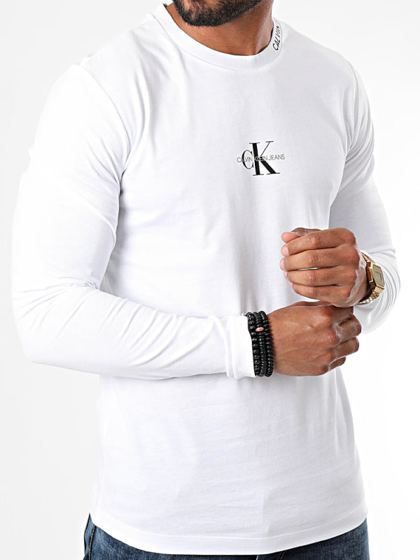 Center Monogram Ls Tee Bright White / L